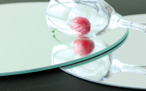 Small Round Glass Wall Mirror with Bevel 12 Inch